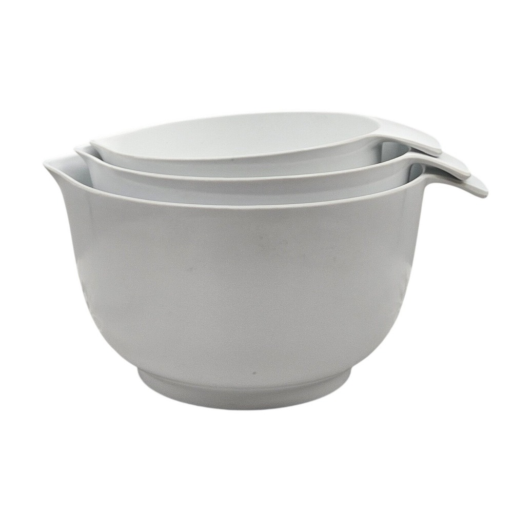 Copco White Melamine Mixing Bowl Set of 3 with Pour Spouts and Non-Slip Base